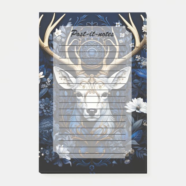 Midnight Celestial Floral Gothic Deer  Post-it Notes (Front)