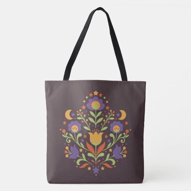 Midnight Celestial Folk Garden Tote Bag (Front)