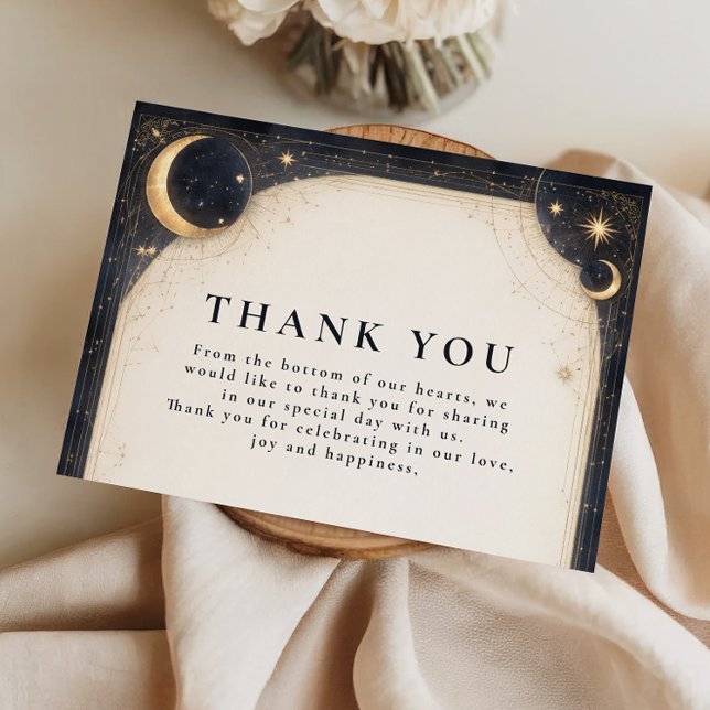 Midnight Celestial Garden Wedding Thank You Card (Creator Uploaded)