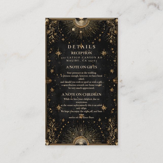 Midnight Celestial Luxe Wedding Enclosure Card (Front)