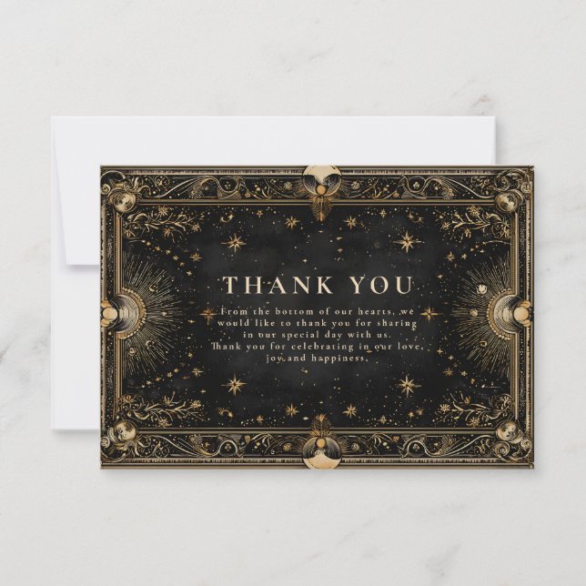 Midnight Celestial Luxe Wedding Thank You Card (Front)