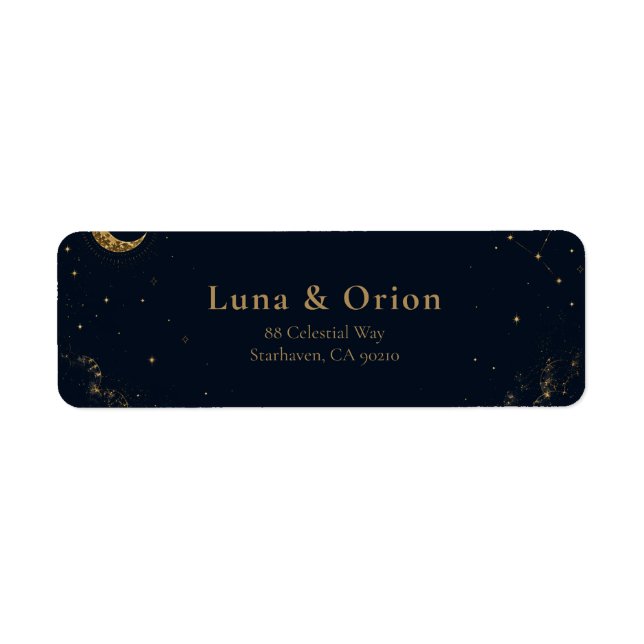 Midnight Celestial Wedding Address Label (Front)