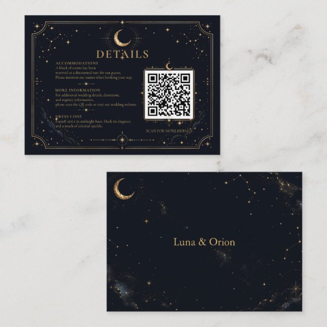 Midnight Celestial Wedding Enclosure Card (Front/Back)