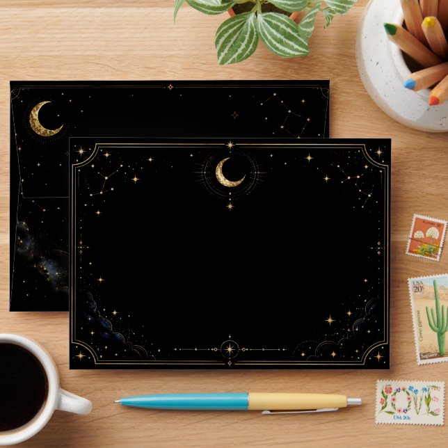 Midnight Celestial Wedding Ornament Pack Envelope (Desk)