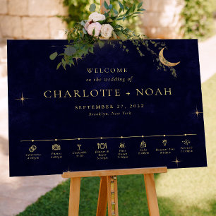 Midnight Celestial Wedding Timeline Welcome Poster