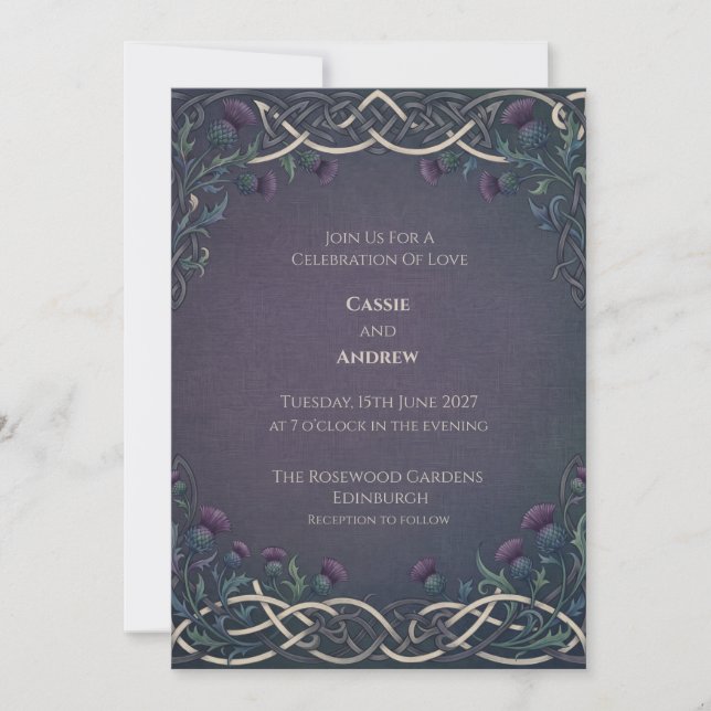 Midnight Celtic Knot Wedding Invitation (Front)