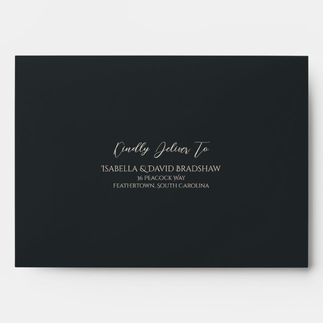 Midnight Charcoal Monochromatic Wedding Envelope (Front)
