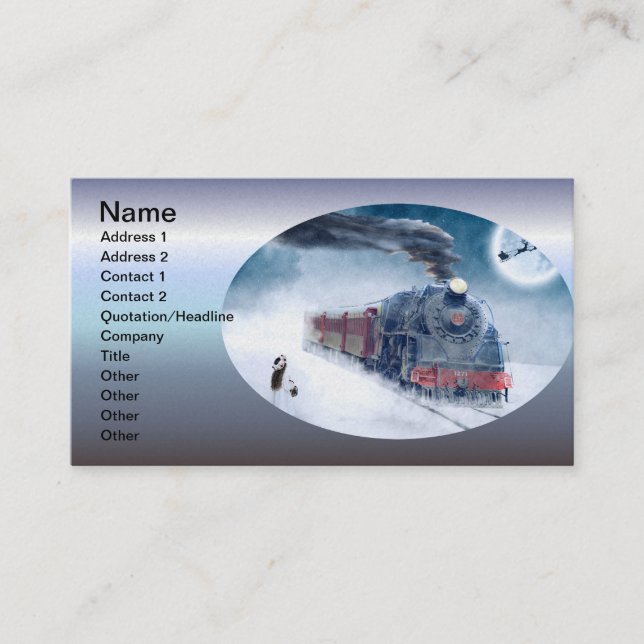 Midnight Christmas Train with Girl and Santa Business Card (Front)
