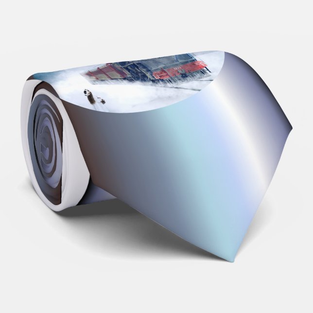 Midnight Christmas Train with Girl and Santa Tie (Rolled)