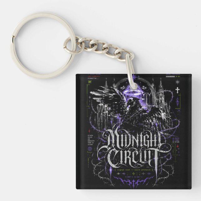 Midnight Circuit Gothic Cyberpunk Graphic Key Ring (Front)