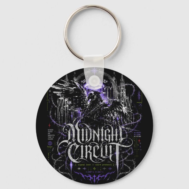 Midnight Circuit Gothic Cyberpunk Graphic Key Ring (Front)