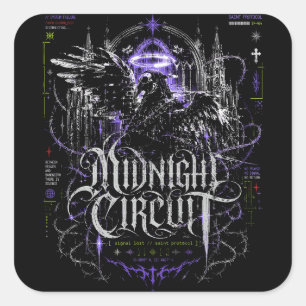 Midnight Circuit Gothic Cyberpunk Graphic Square Sticker