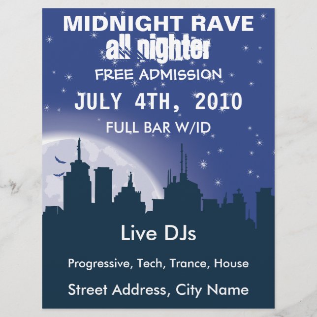 Midnight City Rave Flyer (Front)