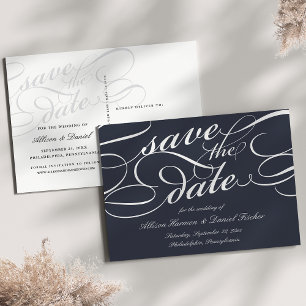 Midnight Classic Script Wedding Save the Date Announcement Postcard