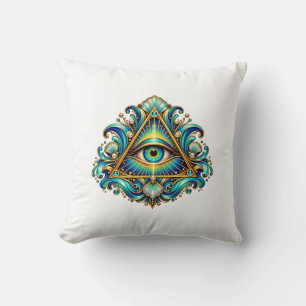 Midnight Compass Eye Throw Pillow
