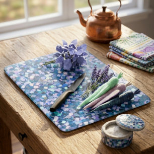 Midnight Confetti Shimmer Decorative Glass Cutting Board