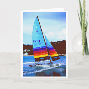 Midnight Cowboy Hobie sailing boat Holiday Card