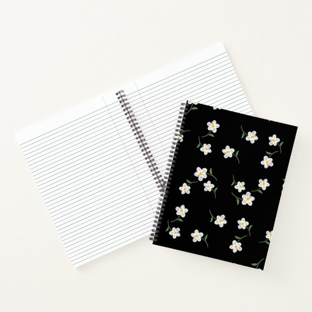 Midnight Daisy Floral Notebook | Hand-Drawn Botani (Inside)