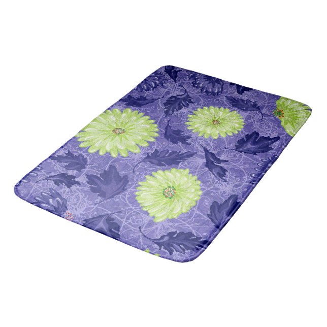 Midnight Daisy Garden Bath Mat (Angled)