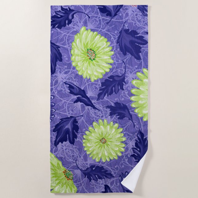 Midnight Daisy Garden Beach Towel (Front)