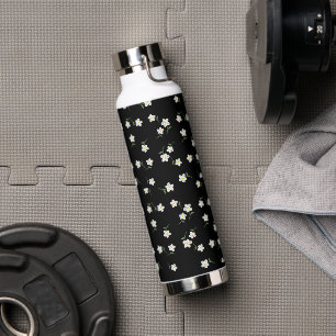 Midnight Daisy Water Bottle   Botanical Floral Des