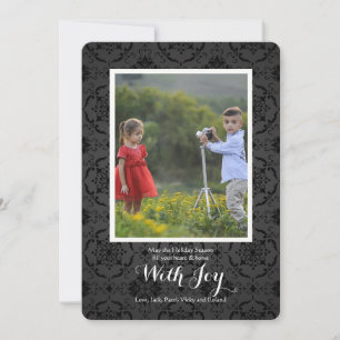 Midnight Damask Photo Holiday Card