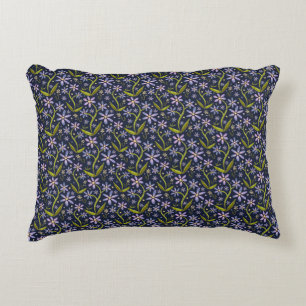 Midnight   Dancing Watercolor Daisies Decorative Cushion