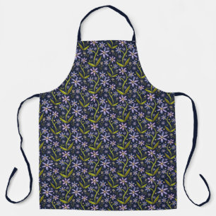Midnight Dancing Watercolor Daisies Large Apron