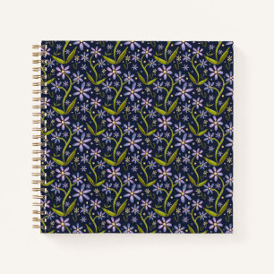 Midnight Dancing Watercolor Daisies Notebook