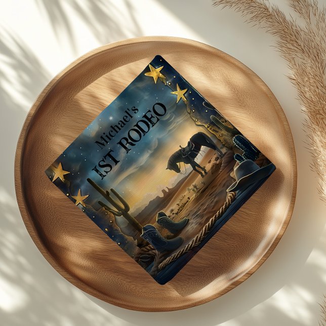 Midnight Desert Cowboy 1st Birthday Rodeo Napkin (Creator Uploaded)