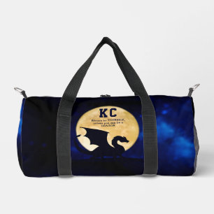 Midnight Dragon Minimalist Initials Back to School Duffle Bag