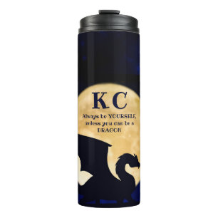 Midnight Dragon Minimalist Initials Back to School Thermal Tumbler
