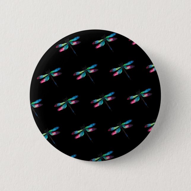Midnight Dragonflies 6 Cm Round Badge (Front)