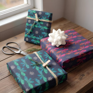 Midnight Dragonfly Wrapping Paper Sheet