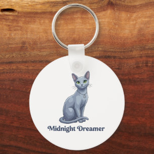 Midnight Dreamer Celestial Cat Key Ring