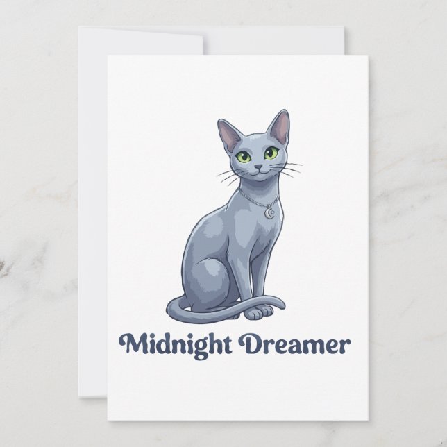  Midnight Dreamer Celestial Cat Thank You Card (Front)