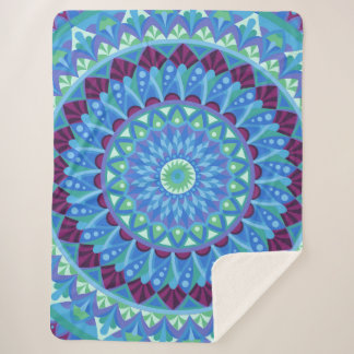 Midnight Dreams Mandala Cosy Blue Boho Relax Sherpa Blanket