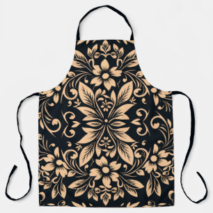 Midnight Elegance Damask Apron