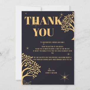 Midnight Elegance: Dark Blue Wedding Thank You Card