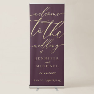 Midnight Fig Calligraphy Welcome wedding Retractable Banner