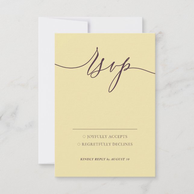Midnight Fig & Champagne Modern Kindly Reply RSVP Card (Front)
