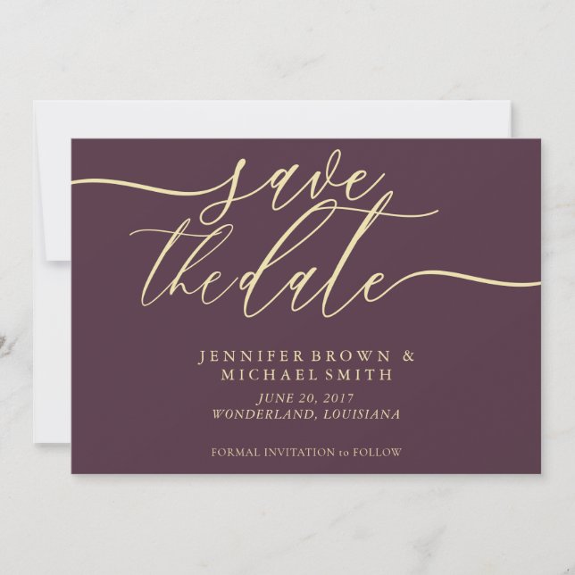 Midnight Fig & Champagne Wedding Save Date Photo Save The Date (Front)