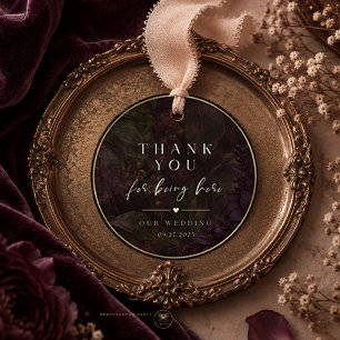 Midnight Fig Moody Botanical Wedding Thank You Classic Round Sticker