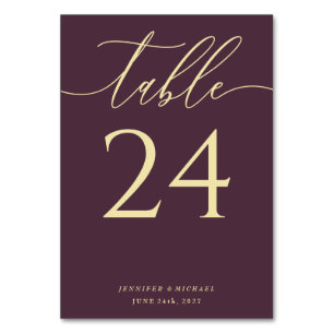 Midnight Fig Simple Elegant Seating Table Number