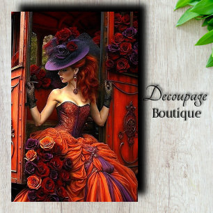 Midnight Fire Rose Decoupage Tissue Paper