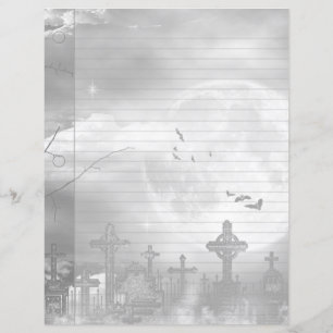 Midnight Flight Goth Cemetery Notebook Paper