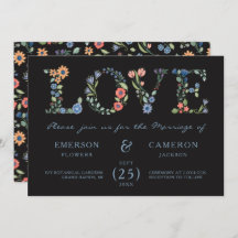 Midnight Floral LOVE Wedding Invitation