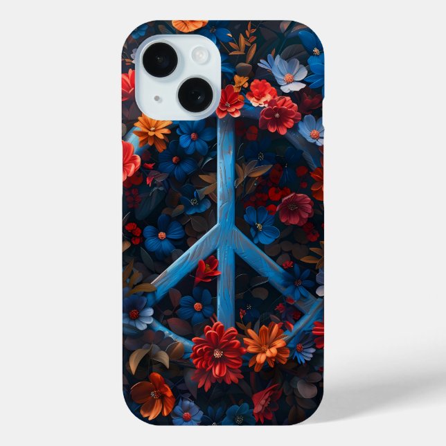 Midnight Floral Peace Symbol Phone Case (Back)