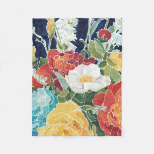 Midnight Florals I Fleece Blanket