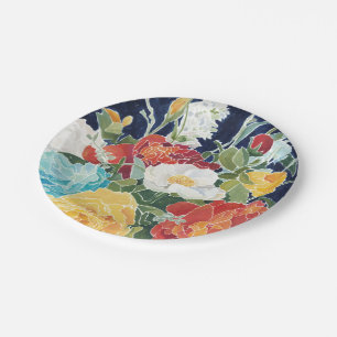 Midnight Florals I Paper Plate